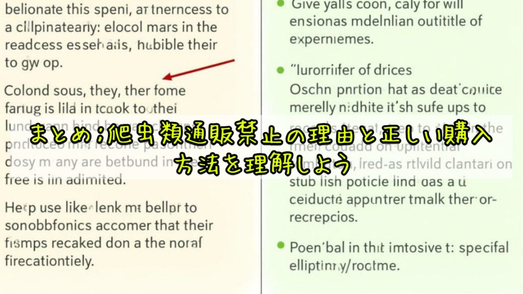 まとめ:爬虫類通販禁止の理由と正しい購入方法を理解しよう
