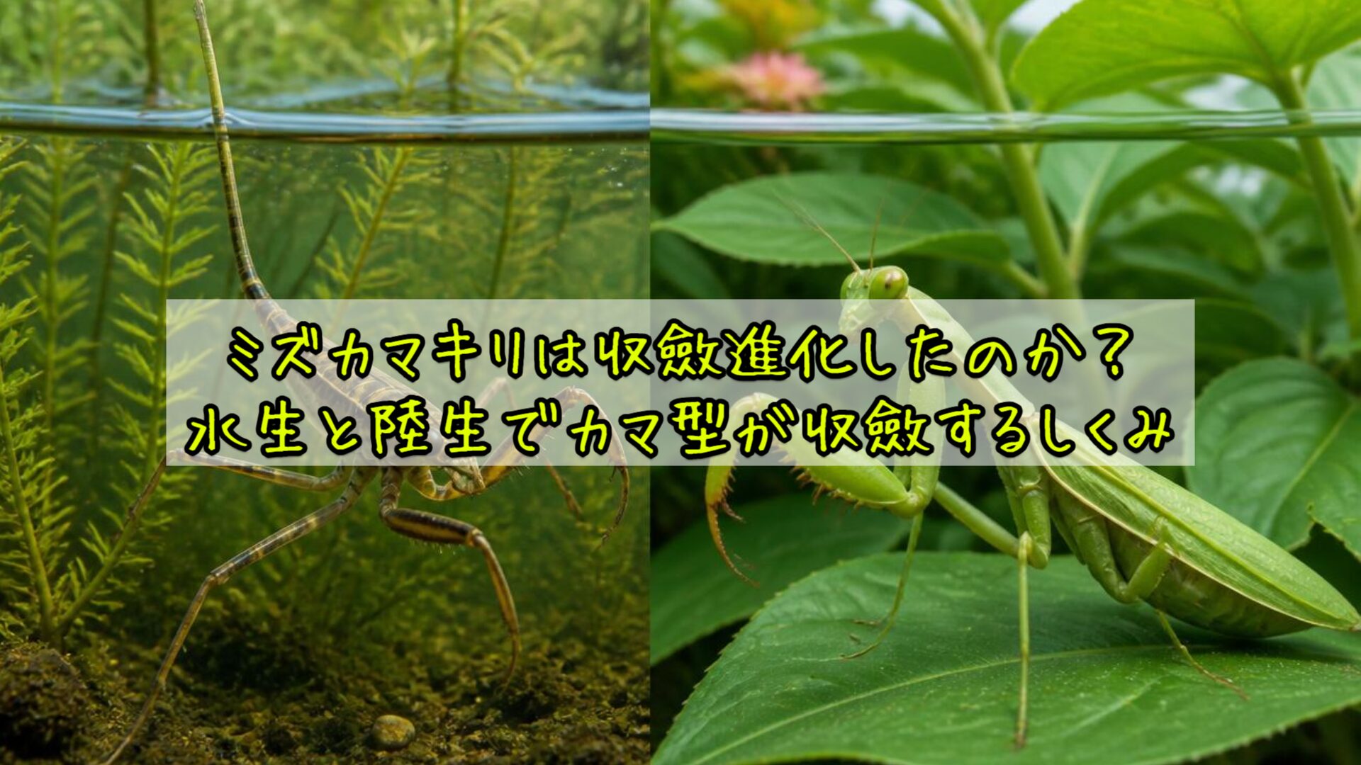 ミズカマキリは収斂進化したのか?水生と陸生でカマ型が収斂するしくみ