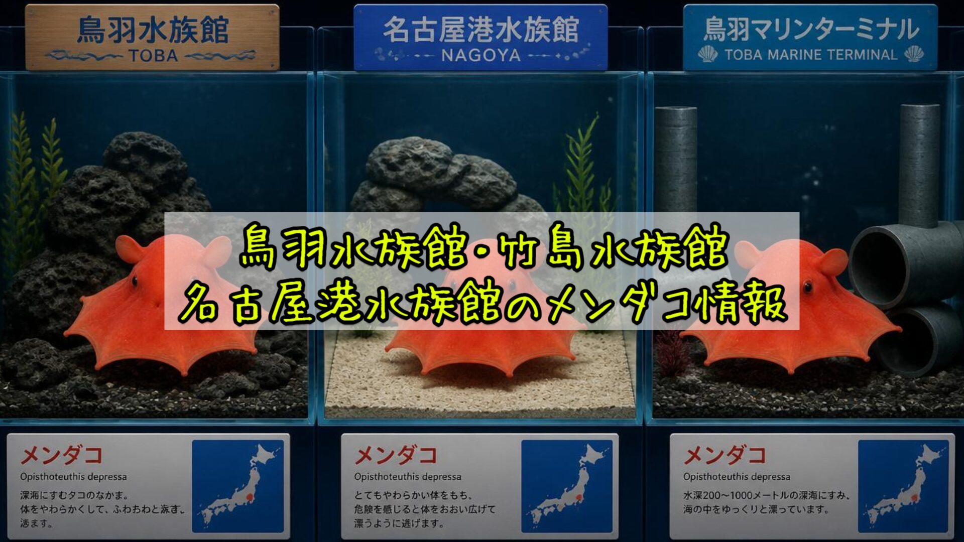 鳥羽水族館・竹島水族館・名古屋港水族館のメンダコ情報