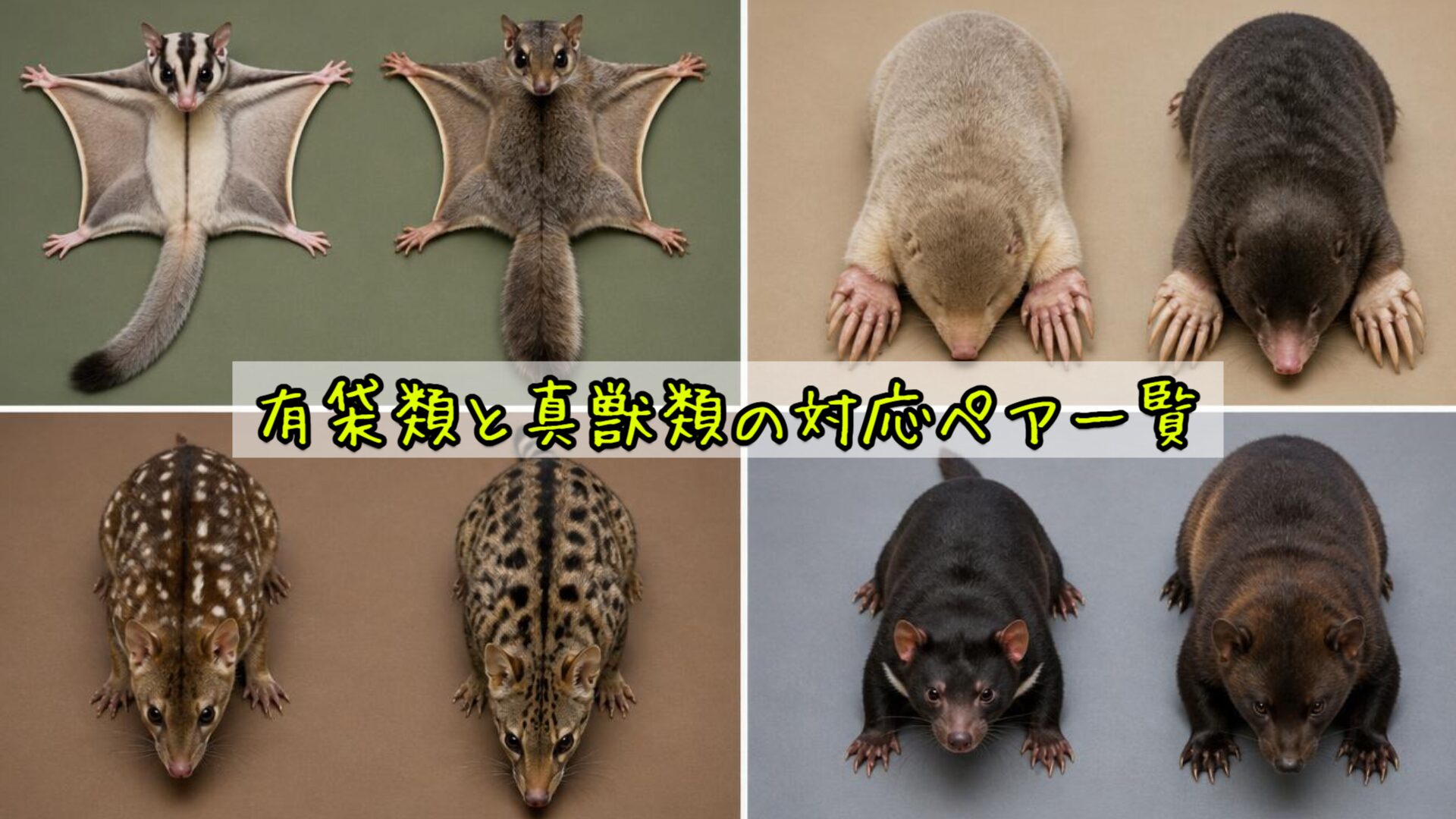 有袋類と真獣類の対応ペア一覧